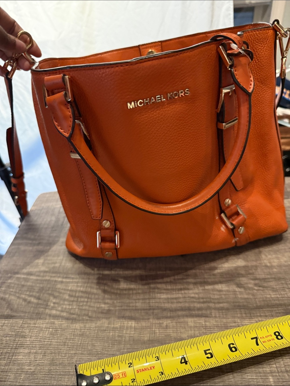 Michael Kors Orange Pebbled Leather Shoulder Tote